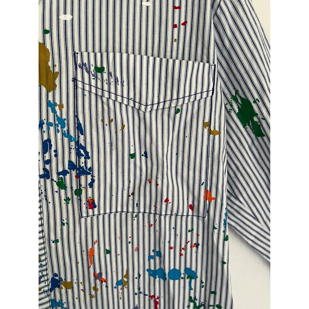 Anthropologie Pilcro Paint Splatter Shirt Dress Striped Artistic Preppy Boho NWT - Picture 7 of 16